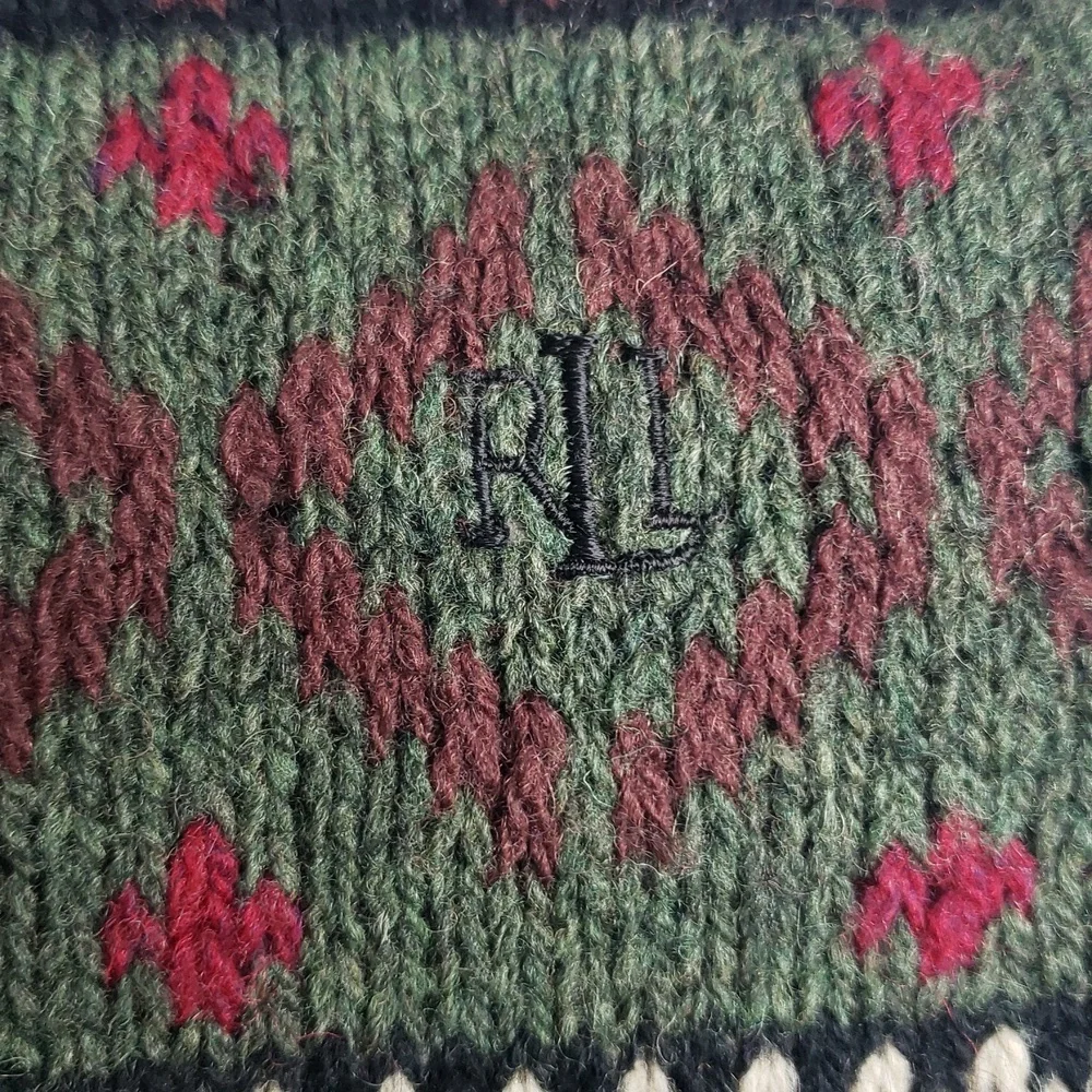 Vintage Lauren Ralph Lauren Unisex Knit Shetland Wool Scarf 90s Preppy Classic